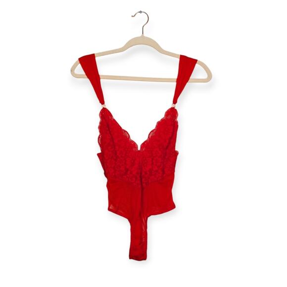 HAH Hot As Hell Tops - NWT We Are HAH Hot As Hell Red Lace Bodysuit Size S
